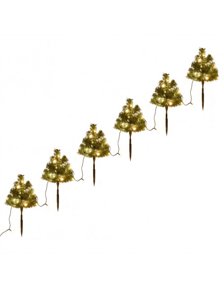 Sentiero Alberi di Natale 6 pz con LED Bianco Caldo 45 cm PVC