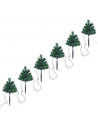 Sentiero Alberi di Natale 6 pz con LED Bianco Caldo 45 cm PVC