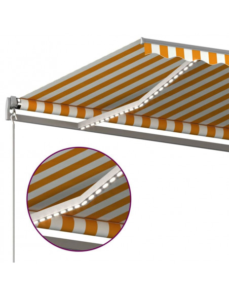 Tenda Automatica con Sensore Vento LED 400x300 cm Gialla Bianca