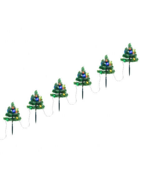 Sentiero Alberi di Natale 6 pz con LED Multicolore 45 cm PVC