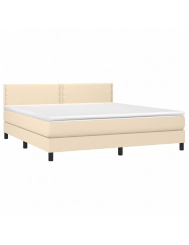 Letto a Molle con Materasso e LED Crema 180x200 cm in Tessuto