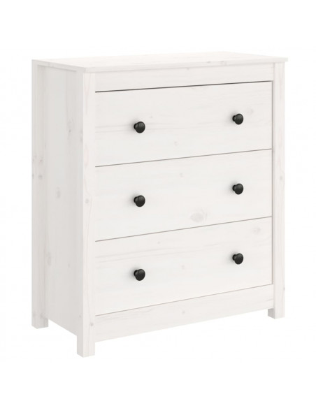 Credenza Bianca 70x35x80 cm in Legno Massello di Pino