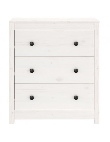 Credenza Bianca 70x35x80 cm in Legno Massello di Pino