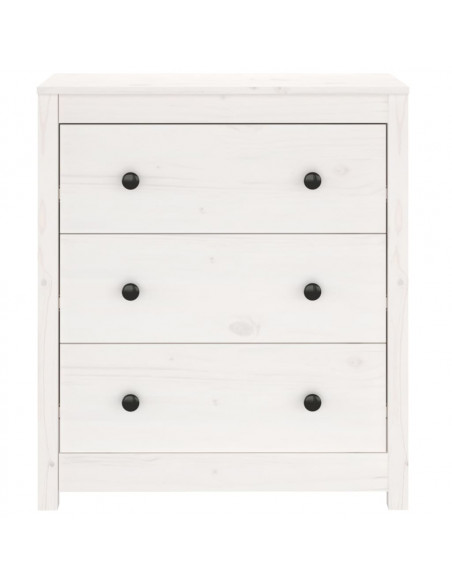 Credenza Bianca 70x35x80 cm in Legno Massello di Pino