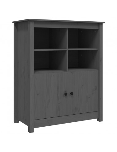 Credenza Grigia 83x41,5x100 cm in Legno Massello di Pino