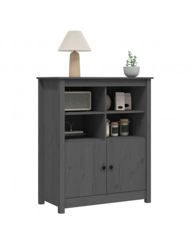 Credenza Grigia 83x41,5x100 cm in Legno Massello di Pino