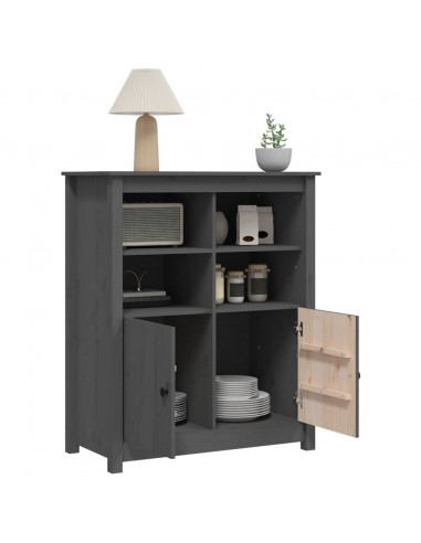 Credenza Grigia 83x41,5x100 cm in Legno Massello di Pino