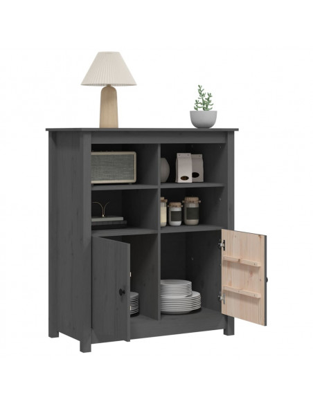 Credenza Grigia 83x41,5x100 cm in Legno Massello di Pino
