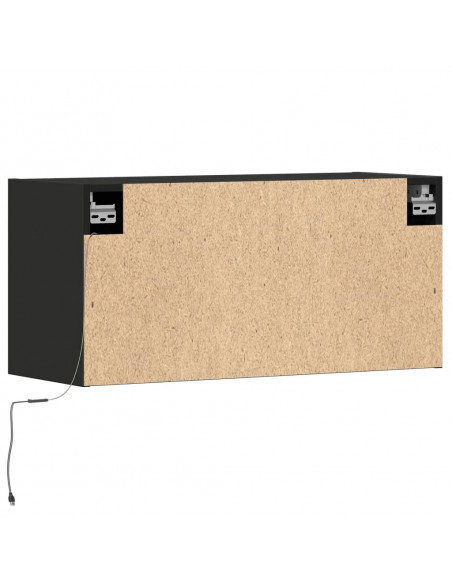 Mobile TV a Parete con Luci LED Nero 80x31x35 cm