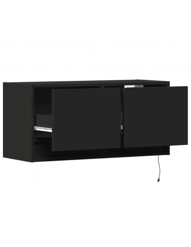 Mobile TV a Parete con Luci LED Nero 80x31x35 cm