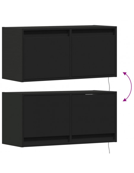 Mobile TV a Parete con Luci LED Nero 80x31x35 cm
