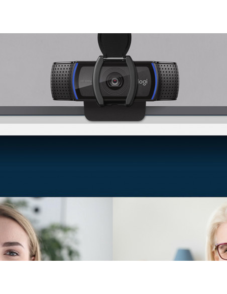 Logitech C920S HD Pro Webcam, Videochiamata Full HD 1080p/30fps, Audio Stereo ‎Chiaro, ‎Correzione Luce HD, Privacy Shutter,