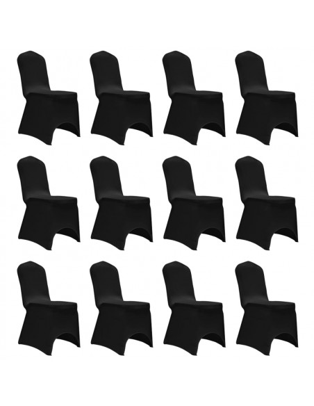 Coprisedie in Tessuto Elasticizzato Nero 12 pz