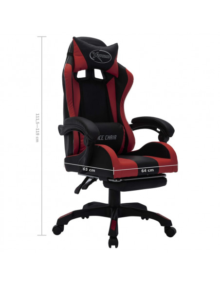 Sedia da Gaming con Luci a LED RGB Rosso Vino e Nera Similpelle