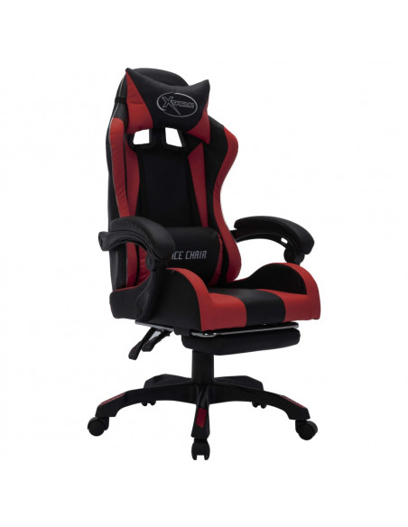 Sedia da Gaming con Luci a LED RGB Rosso Vino e Nera Similpelle