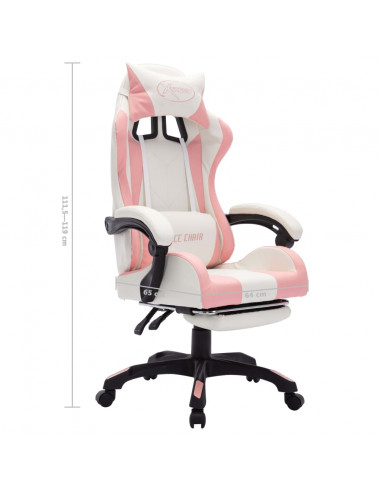 Sedia da Gaming con Luci a LED RGB Rosa e Bianca in Similpelle