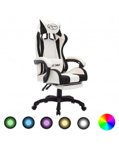 Sedia da Gaming con Luci a LED RGB Nera e Bianca in Similpelle 2