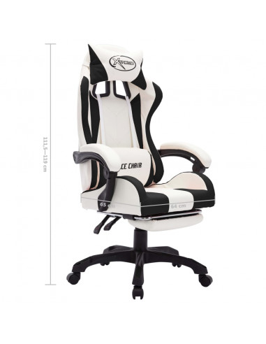 Sedia da Gaming con Luci a LED RGB Nera e Bianca in Similpelle