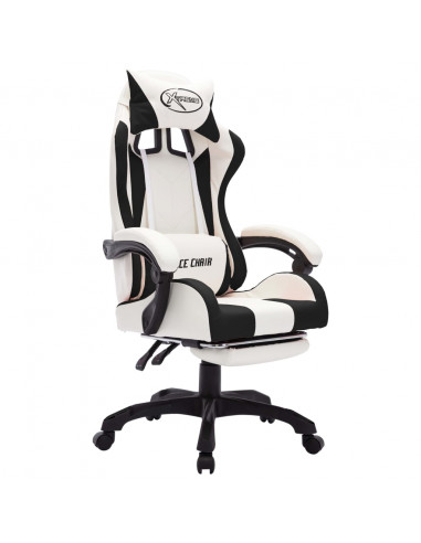 Sedia da Gaming con Luci a LED RGB Nera e Bianca in Similpelle