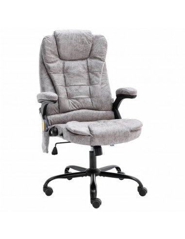 Sedia da Ufficio Massaggiante Grigio Chiaro in Scamosciato
