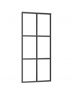 Porta Scorrevole in Vetro ESG e Alluminio 90x205 cm Nera 2