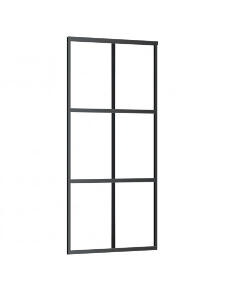 Porta Scorrevole in Vetro ESG e Alluminio 90x205 cm Nera