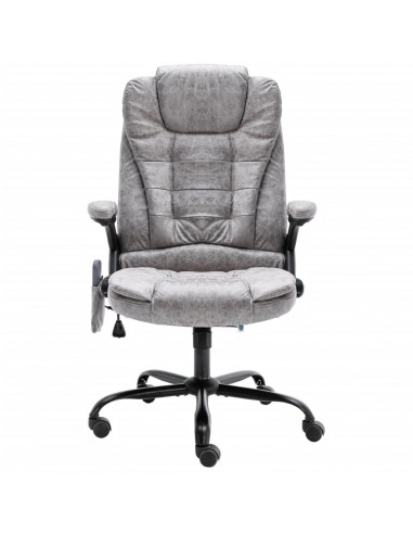 Sedia da Ufficio Massaggiante Grigio Chiaro in Scamosciato