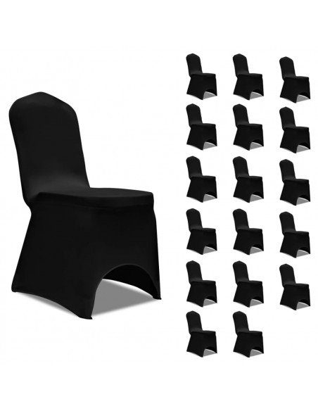Coprisedie in Tessuto Elasticizzato Nero 18 pz