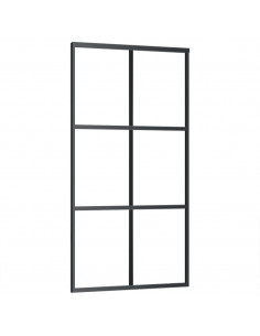 Porta Scorrevole in Vetro ESG e Alluminio 102x205 cm Nera 2