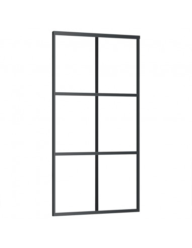 Porta Scorrevole in Vetro ESG e Alluminio 102x205 cm Nera