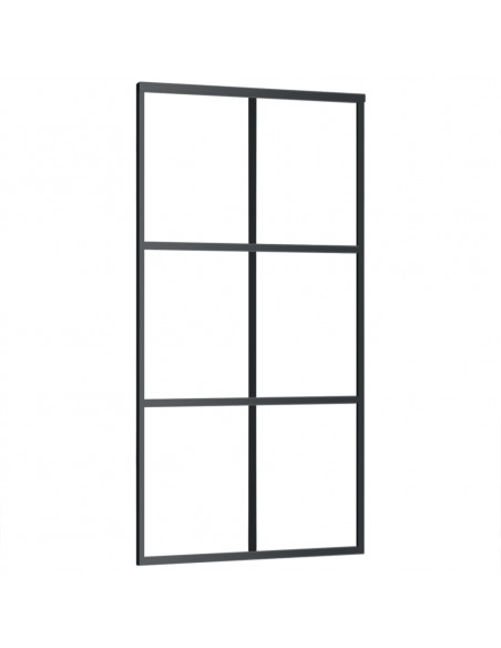 Porta Scorrevole in Vetro ESG e Alluminio 102x205 cm Nera