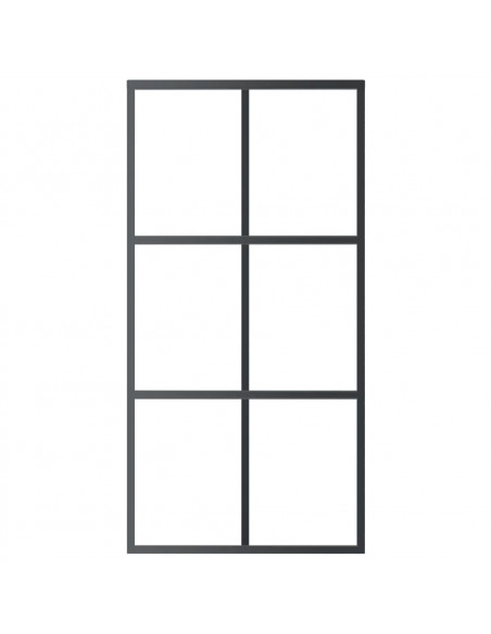 Porta Scorrevole in Vetro ESG e Alluminio 102x205 cm Nera