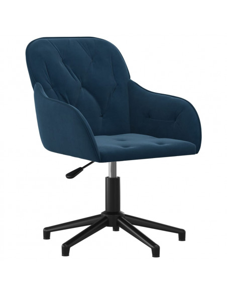 Sedia Girevole da Ufficio Blu in Velluto