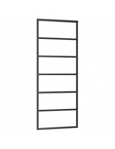 Porta Scorrevole in Vetro ESG e Alluminio 76x205 cm Nera 2