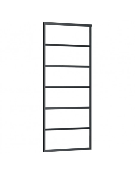 Porta Scorrevole in Vetro ESG e Alluminio 76x205 cm Nera