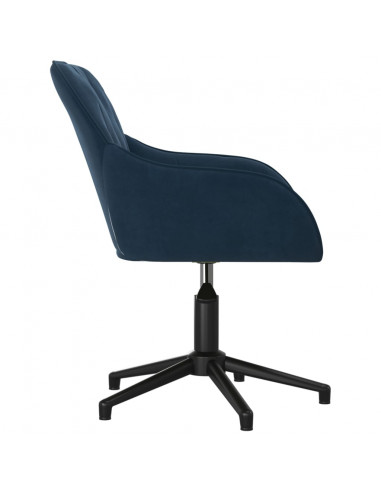 Sedia Girevole da Ufficio Blu in Velluto