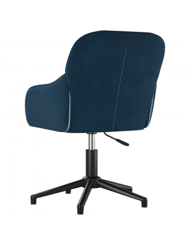 Sedia Girevole da Ufficio Blu in Velluto