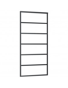 Porta Scorrevole in Vetro ESG e Alluminio 90x205 cm Nera 2