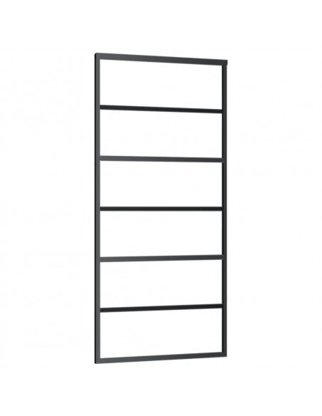 Porta Scorrevole in Vetro ESG e Alluminio 90x205 cm Nera
