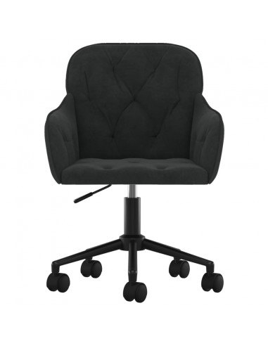 Sedia Girevole da Ufficio Nera in Velluto