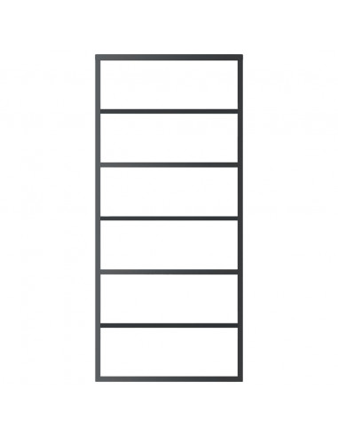 Porta Scorrevole in Vetro ESG e Alluminio 90x205 cm Nera