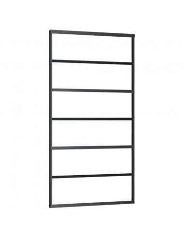 Porta Scorrevole in Vetro ESG e Alluminio 102x205 cm Nera