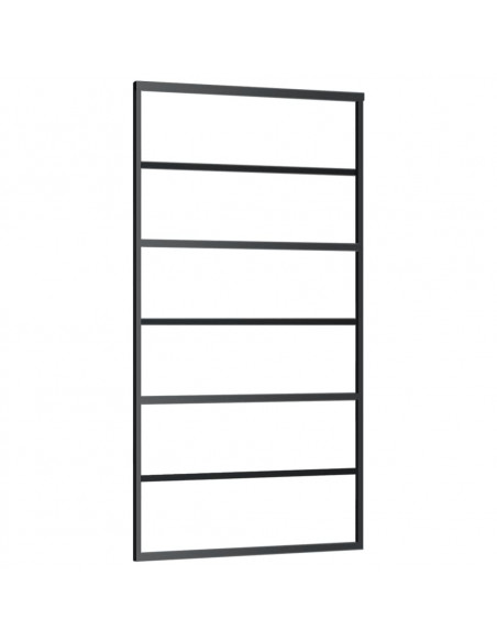 Porta Scorrevole in Vetro ESG e Alluminio 102x205 cm Nera