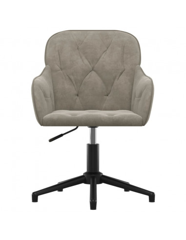 Sedia da Ufficio Girevole in Velluto Grigio Chiaro