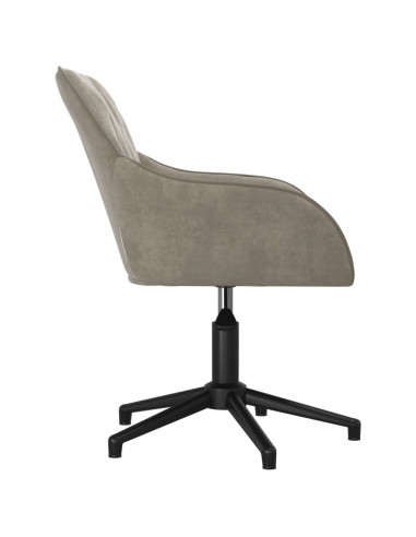 Sedia da Ufficio Girevole in Velluto Grigio Chiaro