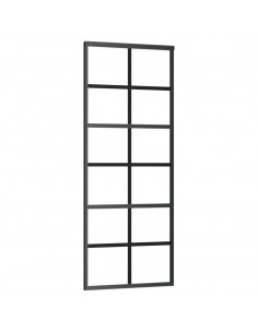 Porta Scorrevole in Vetro ESG e Alluminio 76x205 cm Nera 2