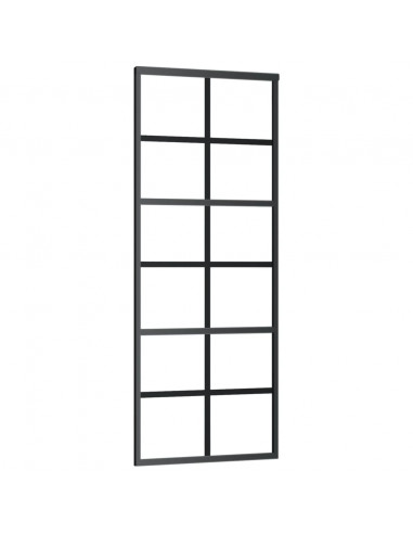 Porta Scorrevole in Vetro ESG e Alluminio 76x205 cm Nera