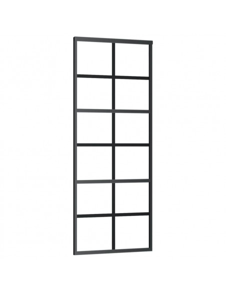 Porta Scorrevole in Vetro ESG e Alluminio 76x205 cm Nera