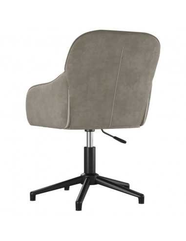 Sedia da Ufficio Girevole in Velluto Grigio Chiaro