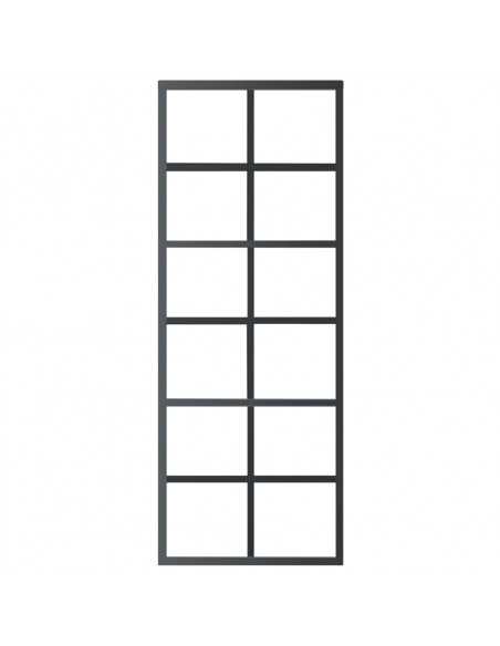 Porta Scorrevole in Vetro ESG e Alluminio 76x205 cm Nera